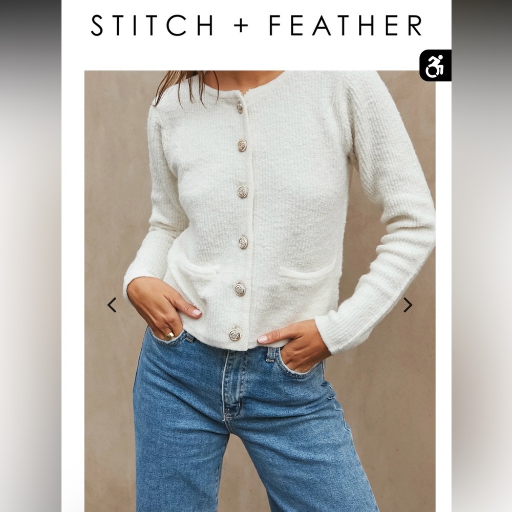 NWT stitch and feather button up cardigan